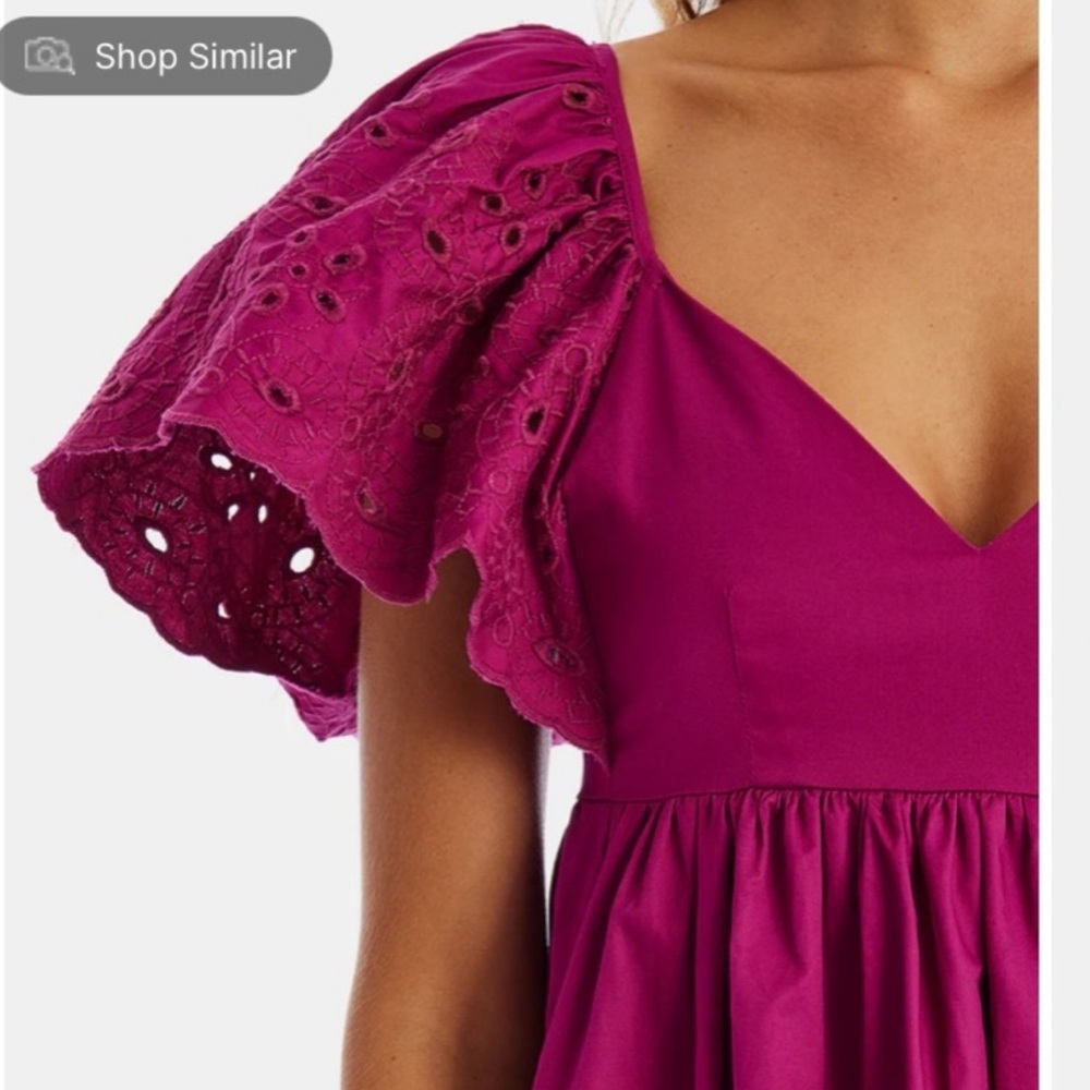 Anthropologie Magenta Eyelet Maxi Dress - Picture 2 of 10